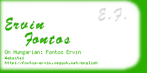 ervin fontos business card